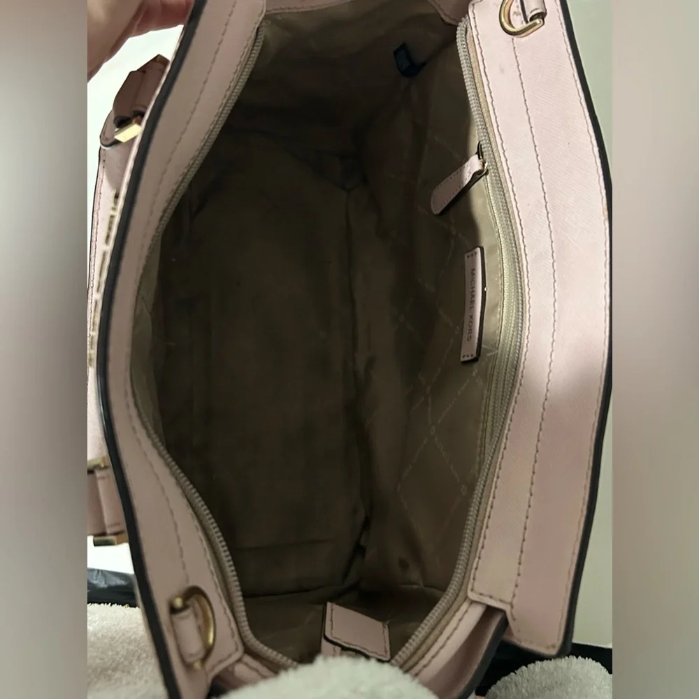 Michael Kors Blush Pink Saffiano Leather Satchel Tote Bag Gold Hardware